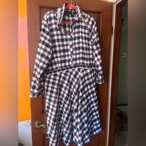 ELOQUII Red, Black and White Plaid Dress-22w